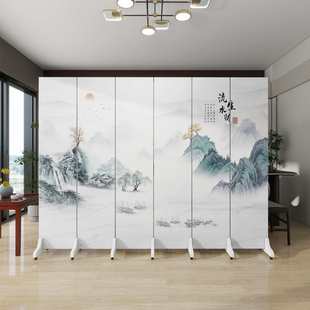 屏风隔断客厅入户玄关卧室入户折叠移动双面简约现代山水画 新中式