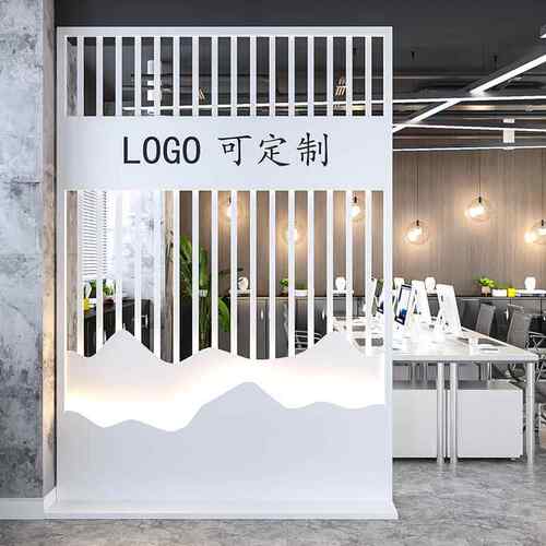 公司台屏前风隔断带LOGO铁镂空装饰SX005-1艺断现代简约酒店玄关