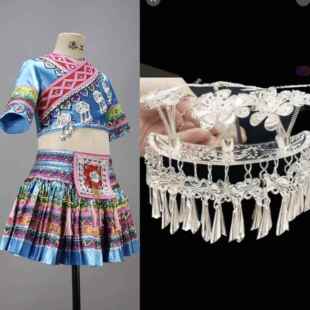 正品新款童少数民族黛儿帕独舞蹈服装家苗族土族演出服艺考舞表演