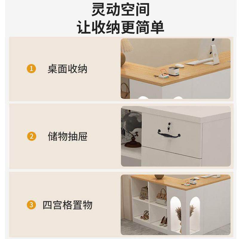 新款转角服装店带灯收银台小型吧台现代简约女装店铺前台桌接待台