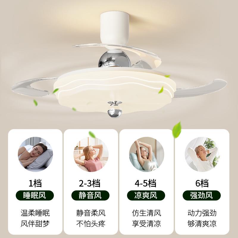 隐形风扇灯卧室吸顶灯奶油风蛋糕电扇2025新款静音大风力餐厅灯具