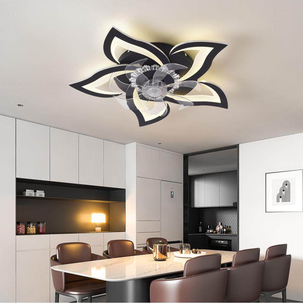 跨境风扇灯简约现代卧室吊扇灯客厅吸顶燕尾风扇灯具2025新款