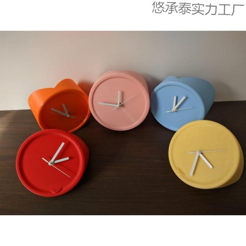 装饰静音挂钟客厅免艺术纯色现代墙角钟打孔角遮孔科技简约好看的