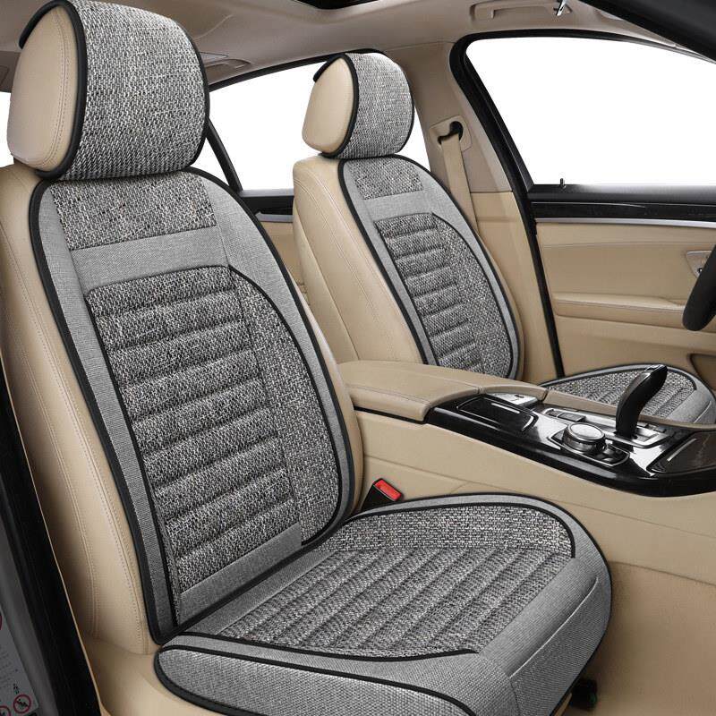布艺汽车坐垫亚麻小蛮腰单片座垫秋季防滑单个半包?椅垫四季通用