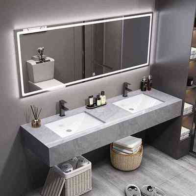 现代简约可定 做大理石双盆浴室柜套装公共卫生间洗手台盆柜组合