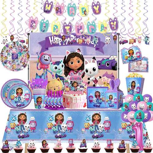 Cartoon Gabby Dollhouse Baby Shower Decoration Girl Birthday