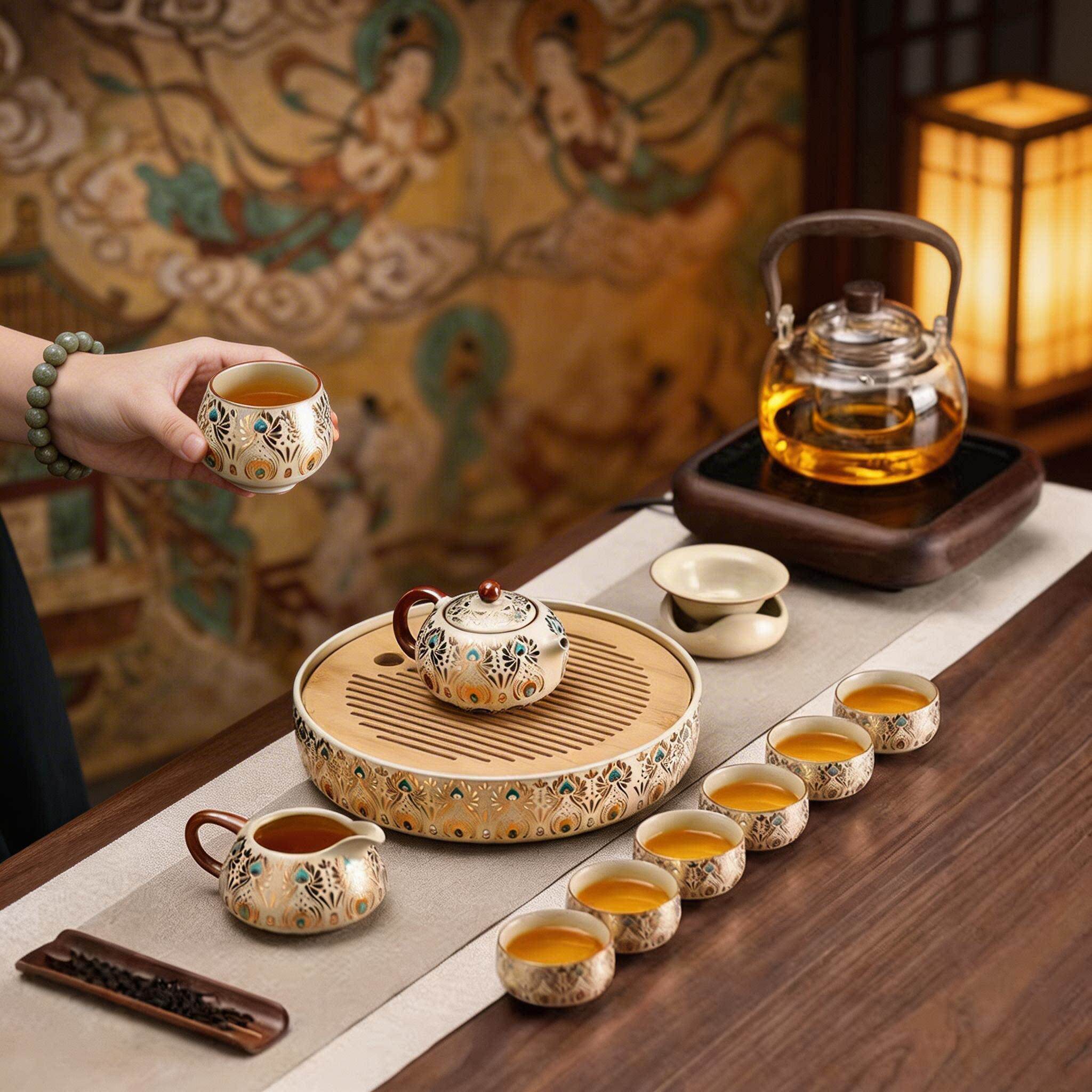 2026新款汝窑功夫茶具套装家用轻奢高档泡茶壶茶杯干泡盘喝茶整套