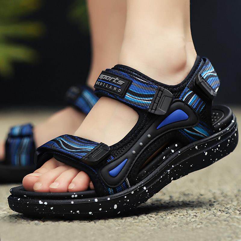 男童防滑魔术贴露趾凉鞋2026新款夏季小孩男款学生软底儿童沙滩鞋