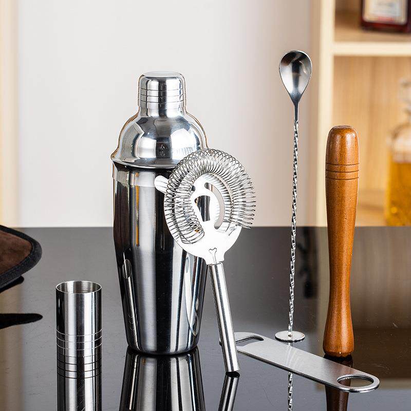 跨境直供O不钢调酒7件套鸡尾酒调JWJ酒器工具布袋装L器GO锈可制定