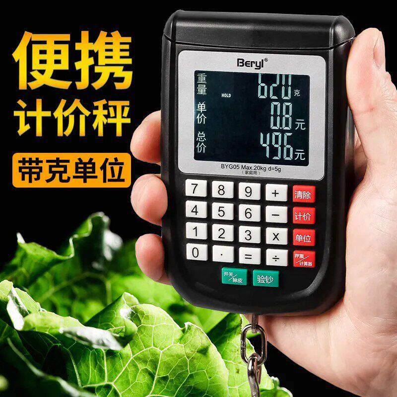 手提电子秤商用小型可携式高精度20公斤称鱼器家用小秤计价弹簧称