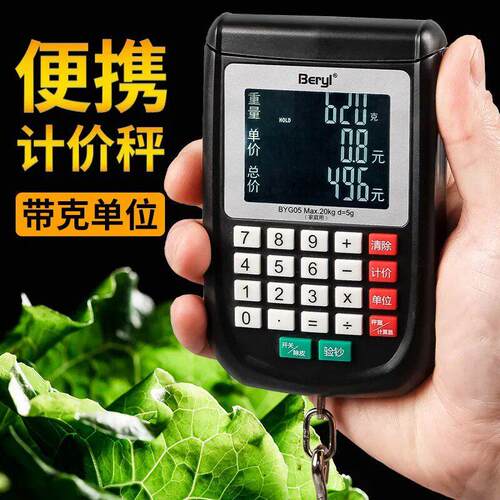 手提电子秤商用小型可携式高精度20公斤称鱼器家用小秤计价弹簧称