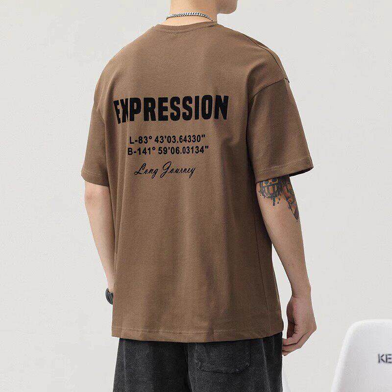 重磅短袖韩版上衣服晴纶衫不撞衫通勤男士夏季ins宽松大尺码T恤