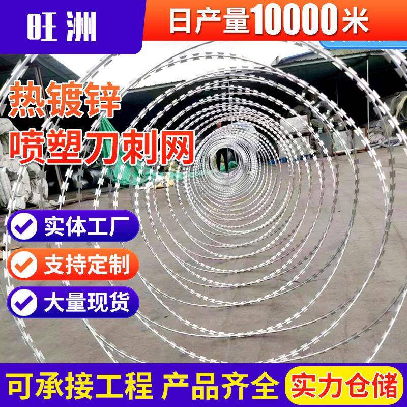 热镀锌喷塑刀刺网不锈钢菱形刀片刀刺网带刺铁丝防爬刺围墙防爬网