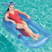 43028单人水上充气床带扶手杯孔靠背豪华躺椅水上休闲椅成人浮排