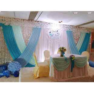 白亮FBJ030帷幔婚粉庆背景布婚礼场布置梦幻浪漫舞景台片装 饰幕布