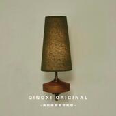绿中古壁灯实木布头艺道卧室床灯客厅背景色墙壁挂灯走735廊过灯