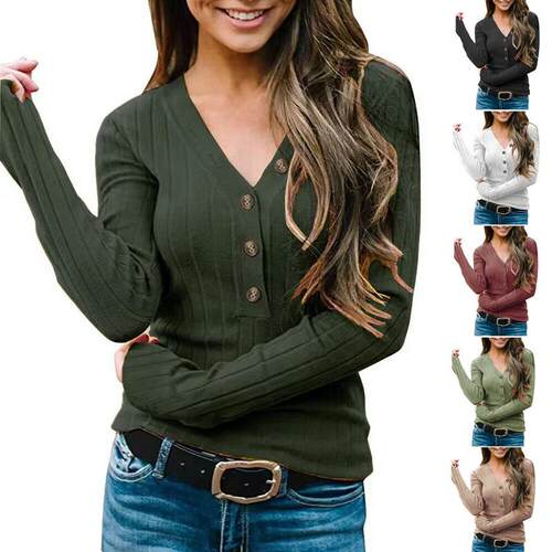 Women's collar, long sleeved knitted sweater, women's