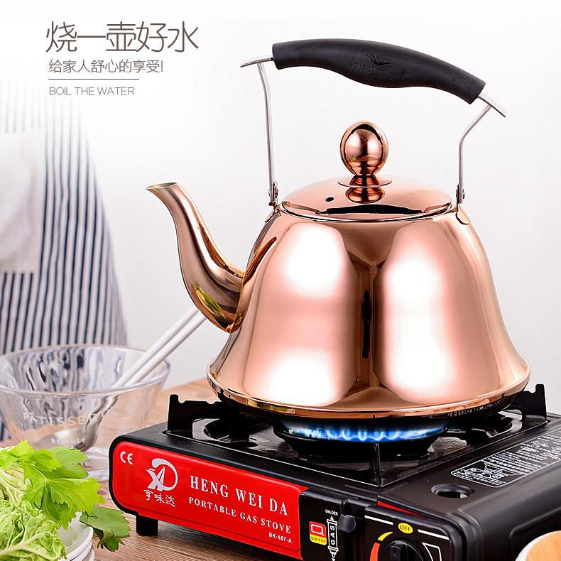 不锈钢茶壶火锅店专用加汤壶4L5L6L大容量鸣音烧水壶电磁炉煲水壶