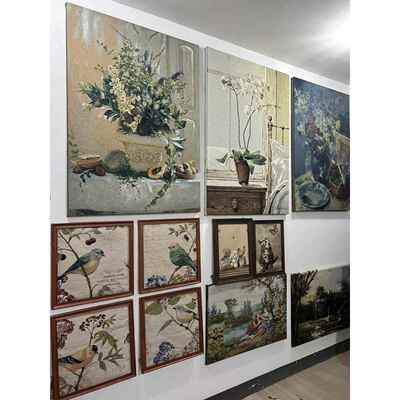 老货vintage复古油画机织装饰挂画*世界名画桌布盖布仅画布需装裱