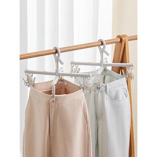 十字裤架家用无痕衣架挂衣晾衣夹阳台防风夹四角带夹子晒裤子专用