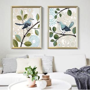 美式园风客厅装饰画简田IKD轻奢卧室房间挂画花欧式餐美厅油画鸟