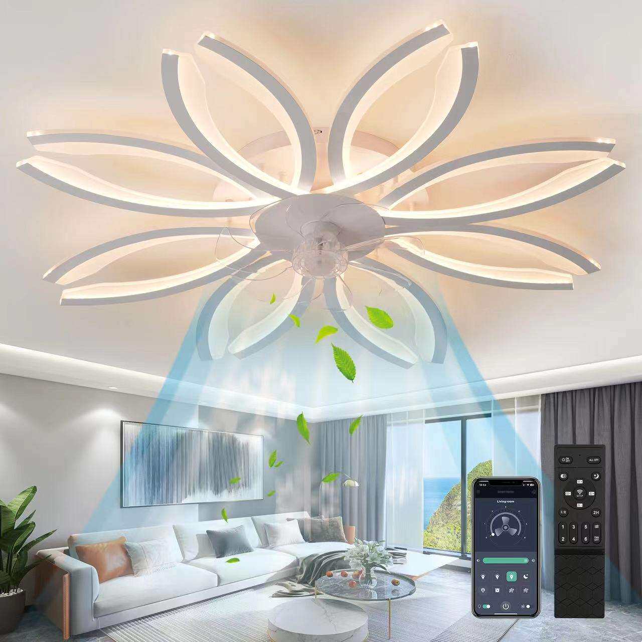 大尺寸LED吸顶风扇灯客厅卧室智能静音大风力电风扇灯具吊扇灯