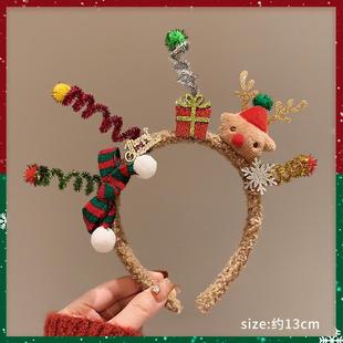 圣诞节新款 头饰森系麋鹿头箍红色鹿角发箍女儿童可爱发卡成人发饰