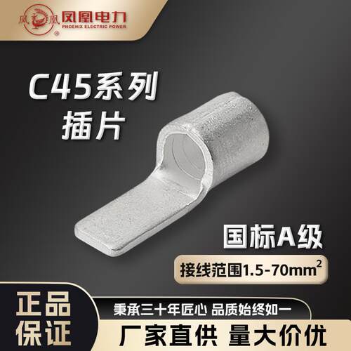 凤凰C45片型铜接线端子冷压端子耳国标紫铜断路器空开插片接头线