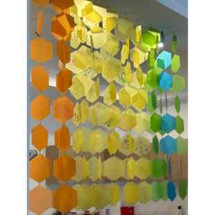 六边形PP磨砂彩色片艺术创意涂鸦幼儿园展览馆环创吊饰挂饰画板