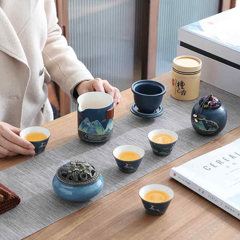 公司秋11111单位企业商务活动陶瓷国潮茶中具小组节庆伴手随手套