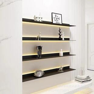 LED层板发光墙上金属置物架一字带灯隔板铁艺展示架壁挂客厅书架