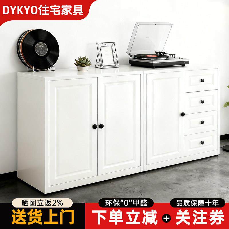 铁艺餐边柜厨房落地置物柜法式家用客厅储物柜铁皮柜靠墙收纳柜子