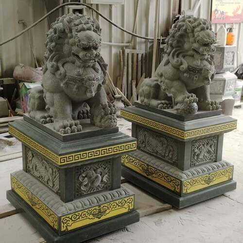 石雕青石狮子一对祠堂别墅护宅献钱狮南狮门口石头北京狮摆件