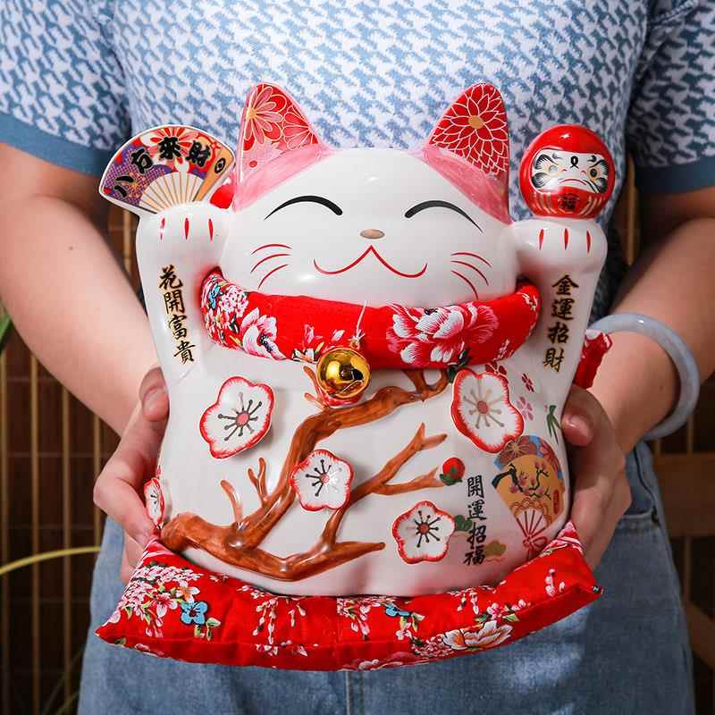 招财猫小摆件开业创意店铺收银台家居客厅装饰超市存钱罐送礼物品