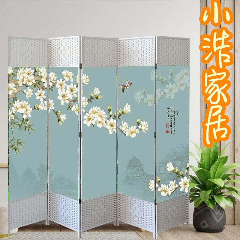 隔断屏风可折叠办公室玄关墙移动定制客厅中式水墨画卧室新款折屏