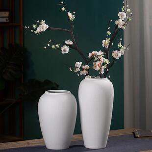 陶瓷花瓶客厅插干花摆件新中式玄关办公室花器白色水培花盆景德镇