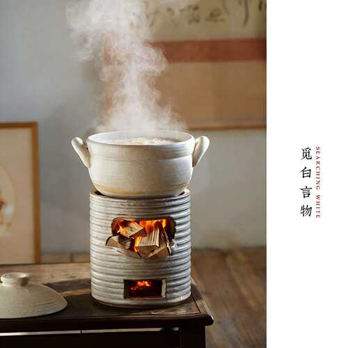 白泥柴火炭炉砂户锅觅煮炉大号围炉取暖外土灶炖煲大号白泥粥汤手