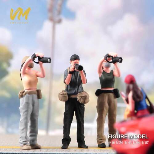 现货1/18/24/43/64/87  摄影师 仿真模型微缩人偶场景车模摆拍