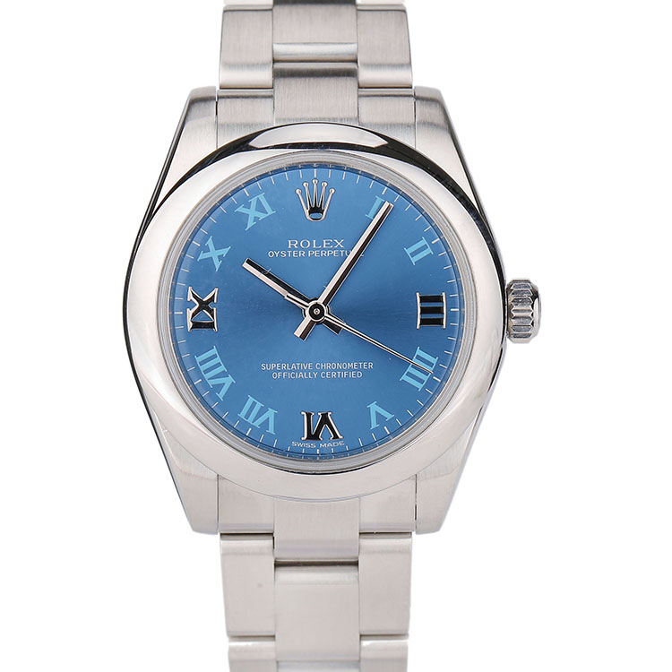 蓝面[9.8新]劳力士蚝式恒动31mm自动机械女表177200