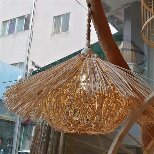 创意个性田园竹灯日式复古阳台餐厅灯具工程景区竹艺藤艺竹编吊灯