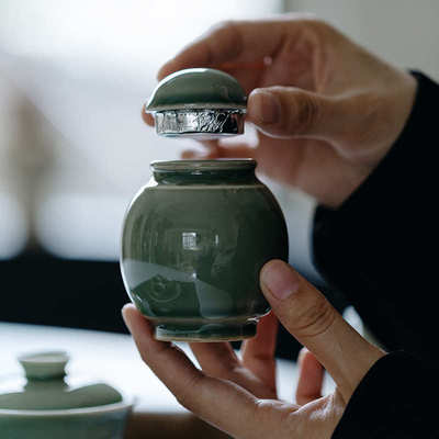 束刻 青瓷善存小号陶瓷茶叶罐茶罐密封罐空罐小罐子便携迷你小号