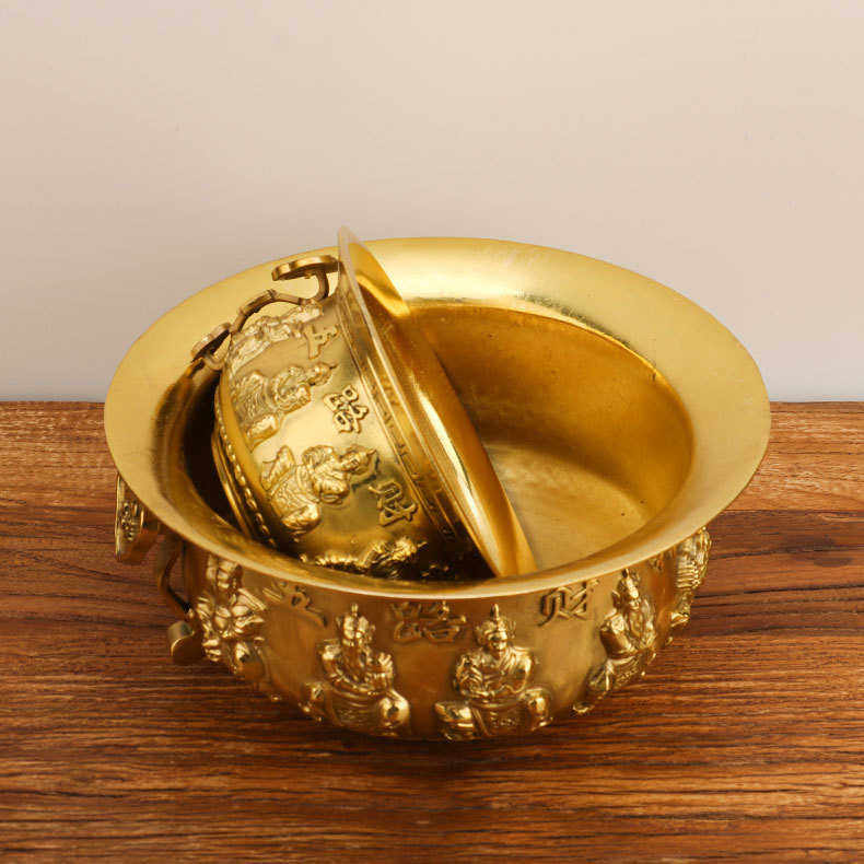 黄铜聚宝盆聚宝盆批发财神摆件铜盆聚宝盆如意五路,特色手工艺,其他特色工艺品,淘宝优惠券,粉丝福利购,淘宝优惠卷