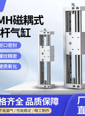 亚德客型磁耦式无杆气缸带导杆RMH10/15/20/25X100X150X200X300-S