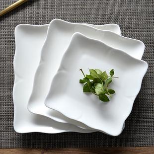 隆玫格创意花边方盘子釉下彩菜盘骨瓷浅盘平盘凉菜家用陶瓷菜碟子