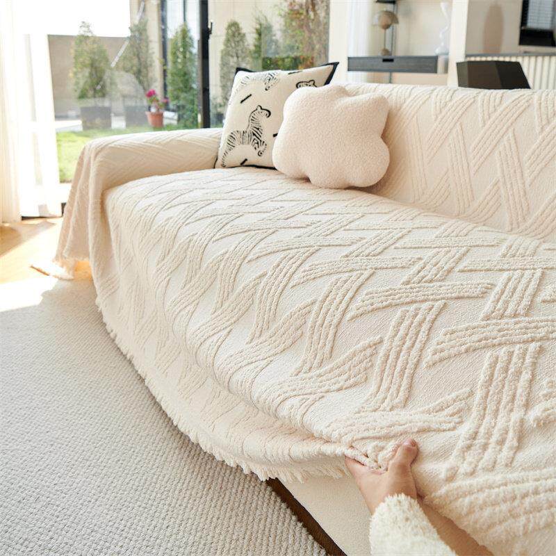 轻奢高级感毛绒沙发盖布巾新款防滑沙发垫套罩四季通用全包一片式