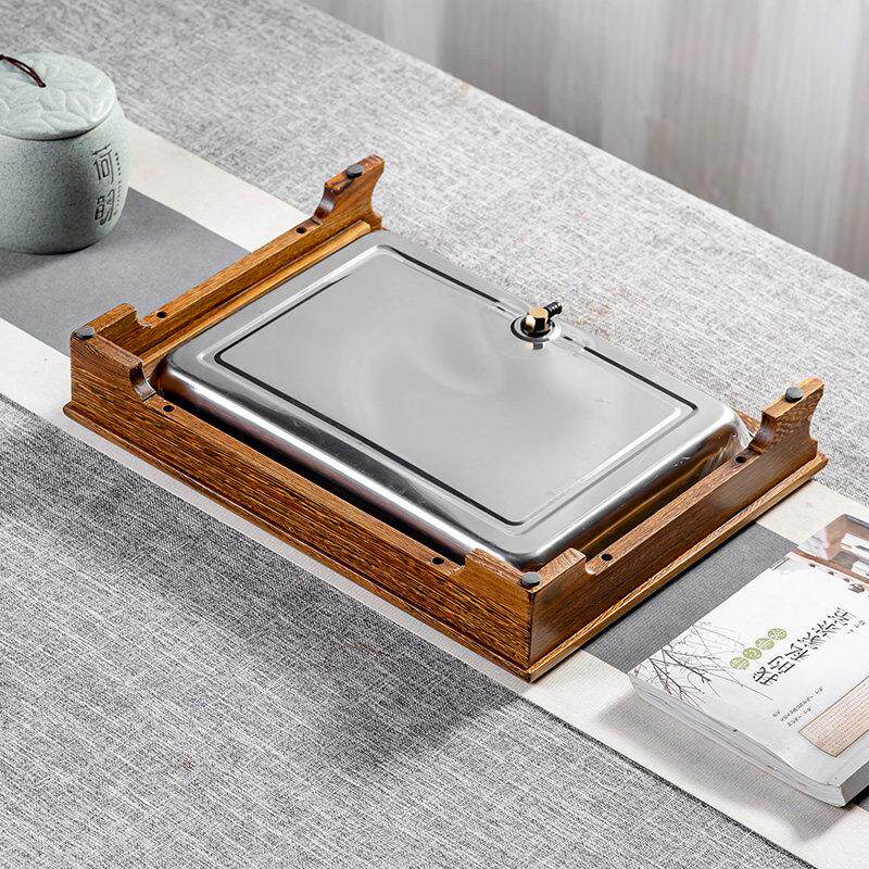 高档实木鸡翼木茶盘家用储水抽屉托盘红木功夫茶具茶桌架茶海