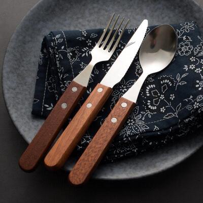 Premium Solid Wood Handle Stainless Steel Cutlery Set