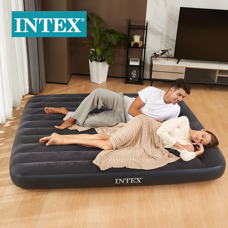 INTEX64144充气床垫黑色内置枕头单层特大线拉空气床