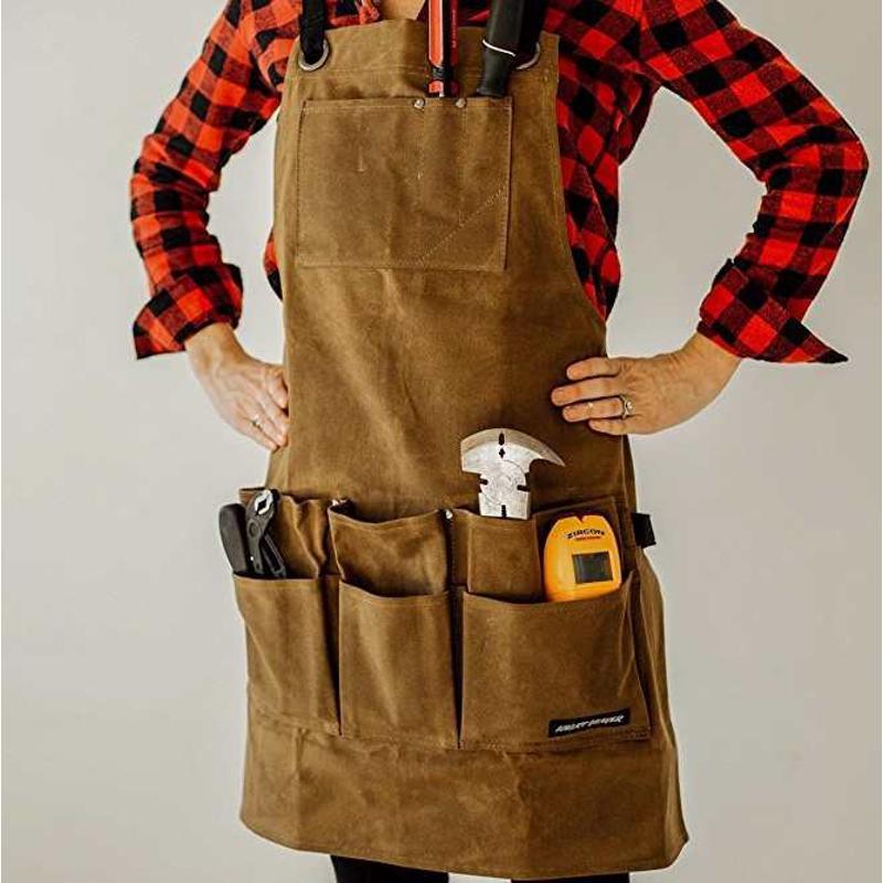 工无袖工作多口汽修围兜过刻印蜡背带衣围裙电工木工袋帆布lo减压