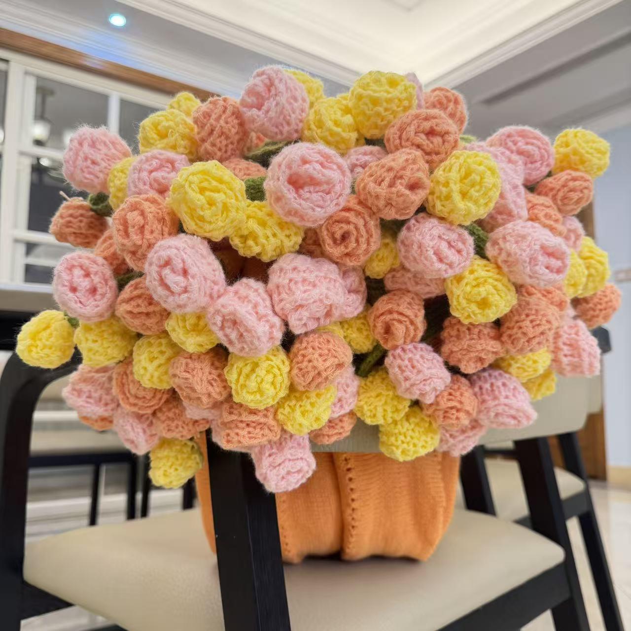 秋日暖阳 成品玫瑰花束毛毯子手工钩织生日礼物女生送闺蜜高级感